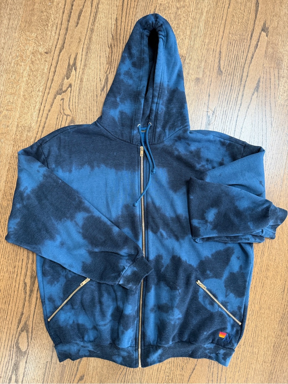 Aviator Nation Blue Tie-Dye Zip Hoodie